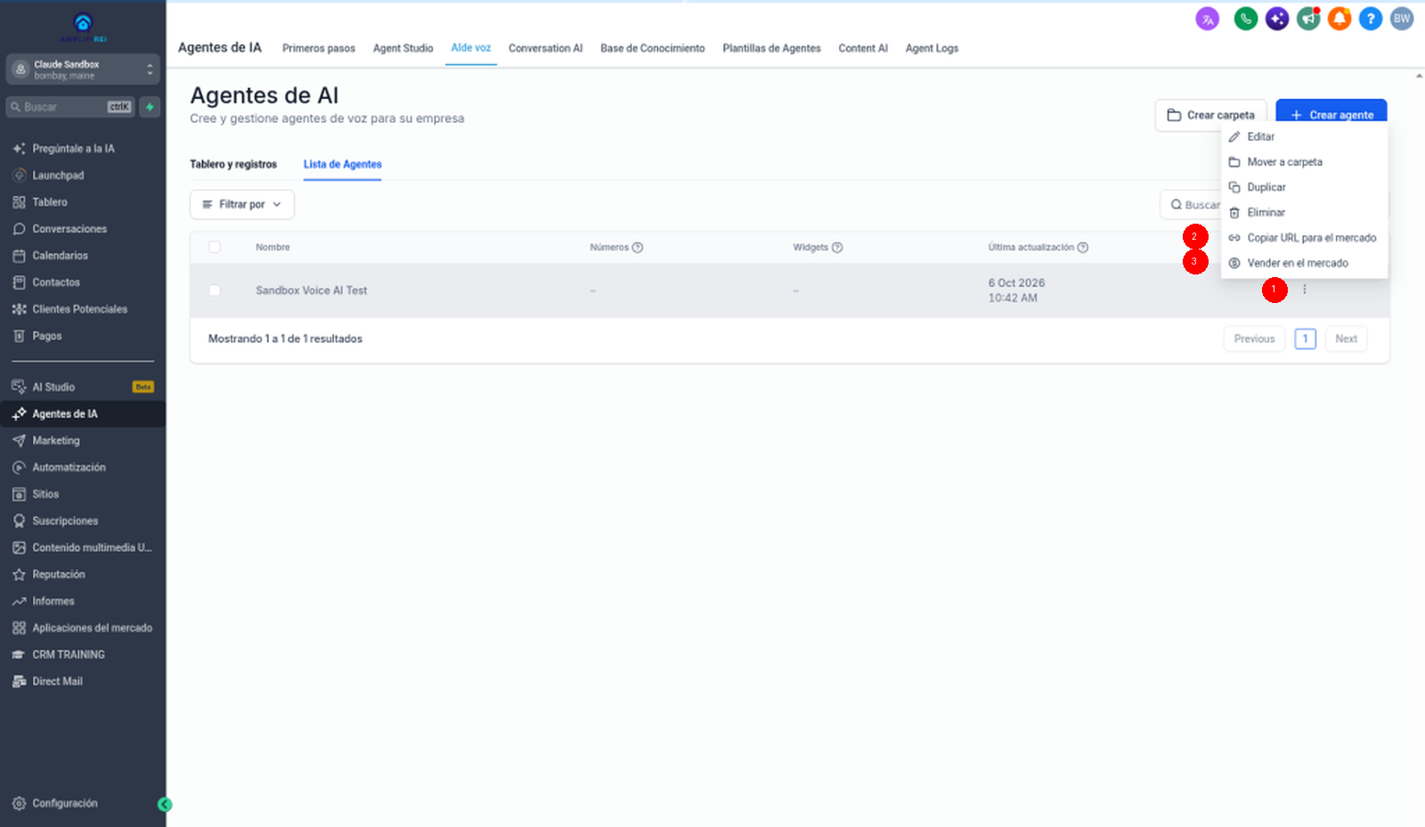 Lista de agentes de Voice AI con Vender en el mercado